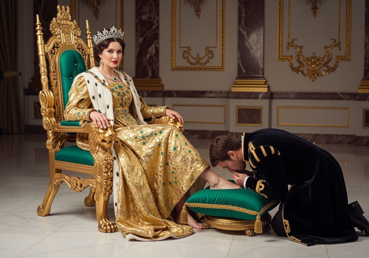French Empress on Gold Throne, Versailles Style