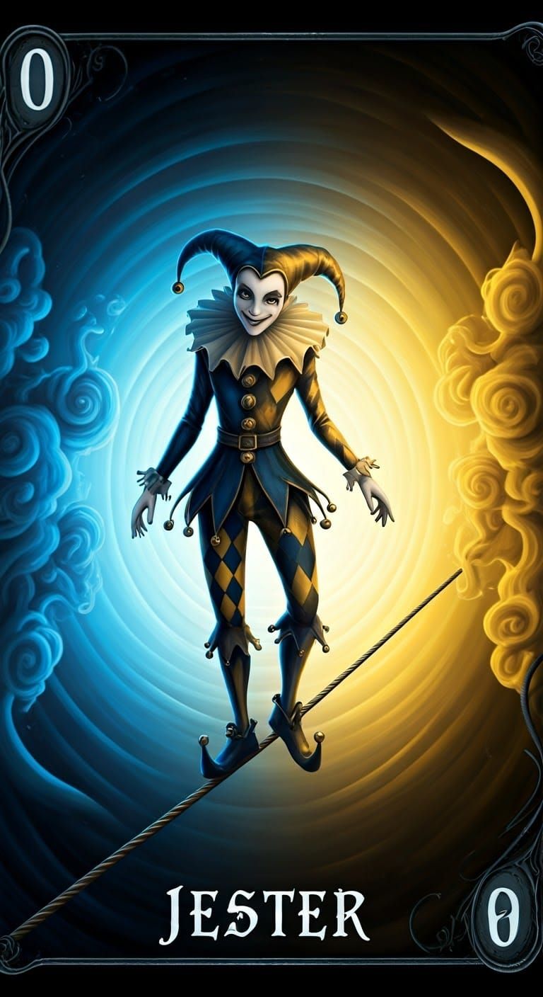 Whimsical Jester Embodies Yin-Yang Principle as Haunting Tar...