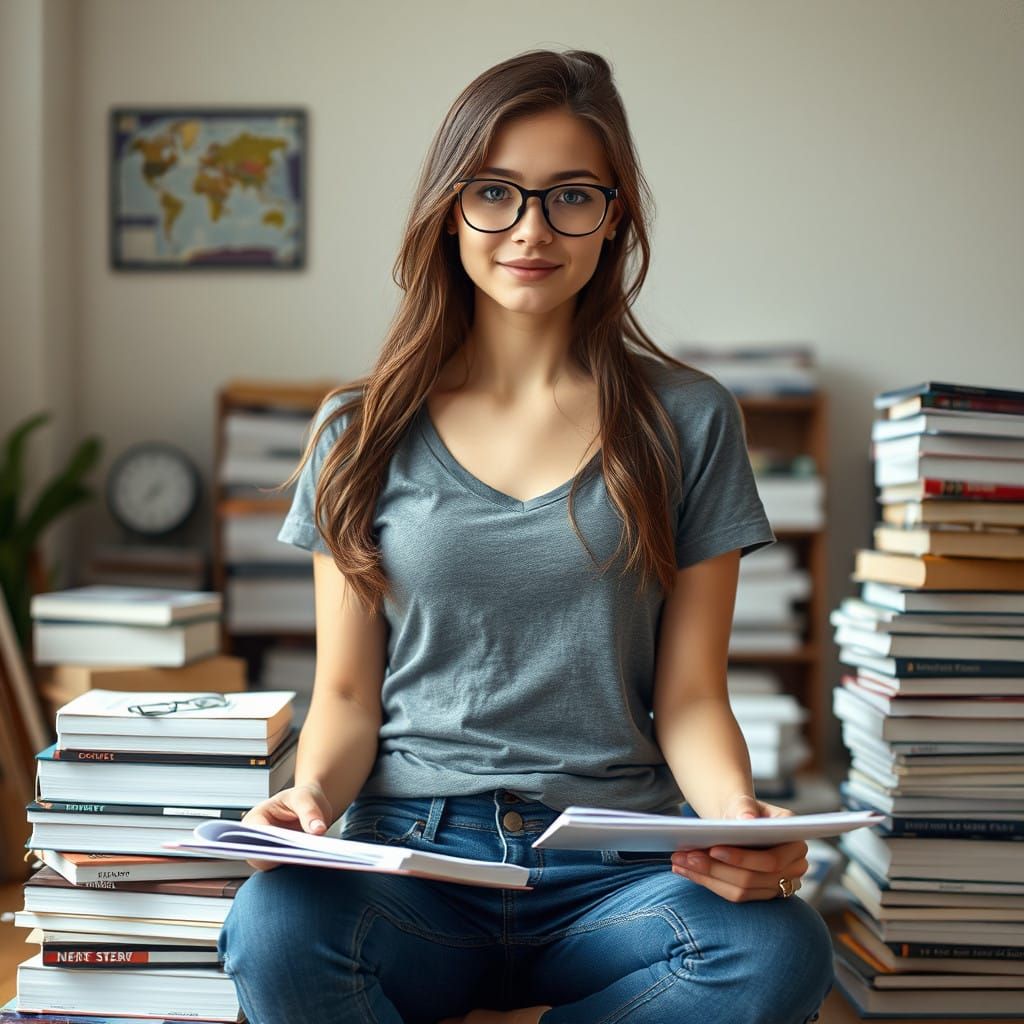 College-Bound Young Woman in Cozy Study Nook