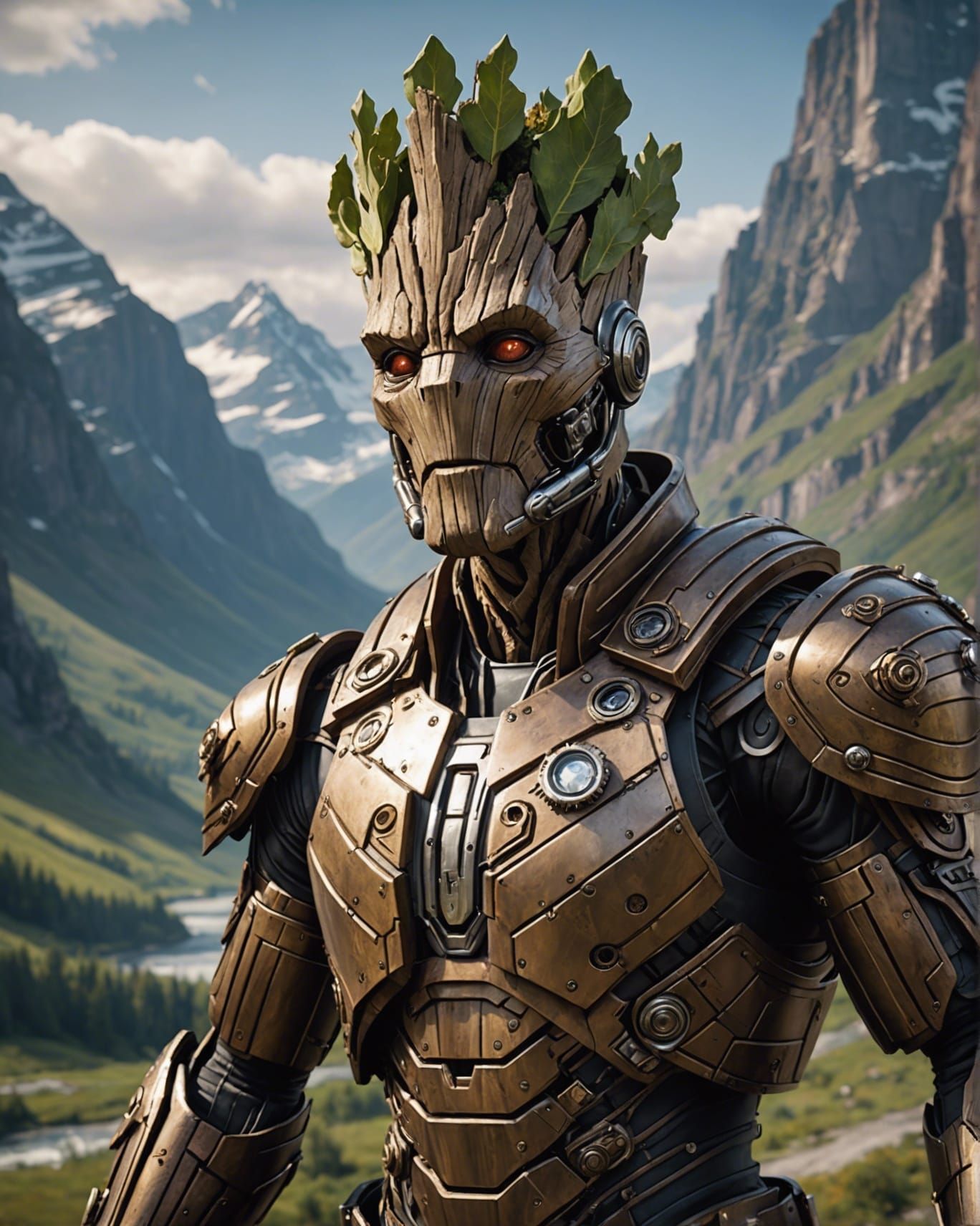 Steampunk Groot in Detailed Armor