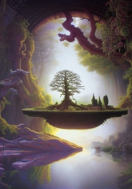 Surreal Intergalactic Bonsai Garden by MC Escher