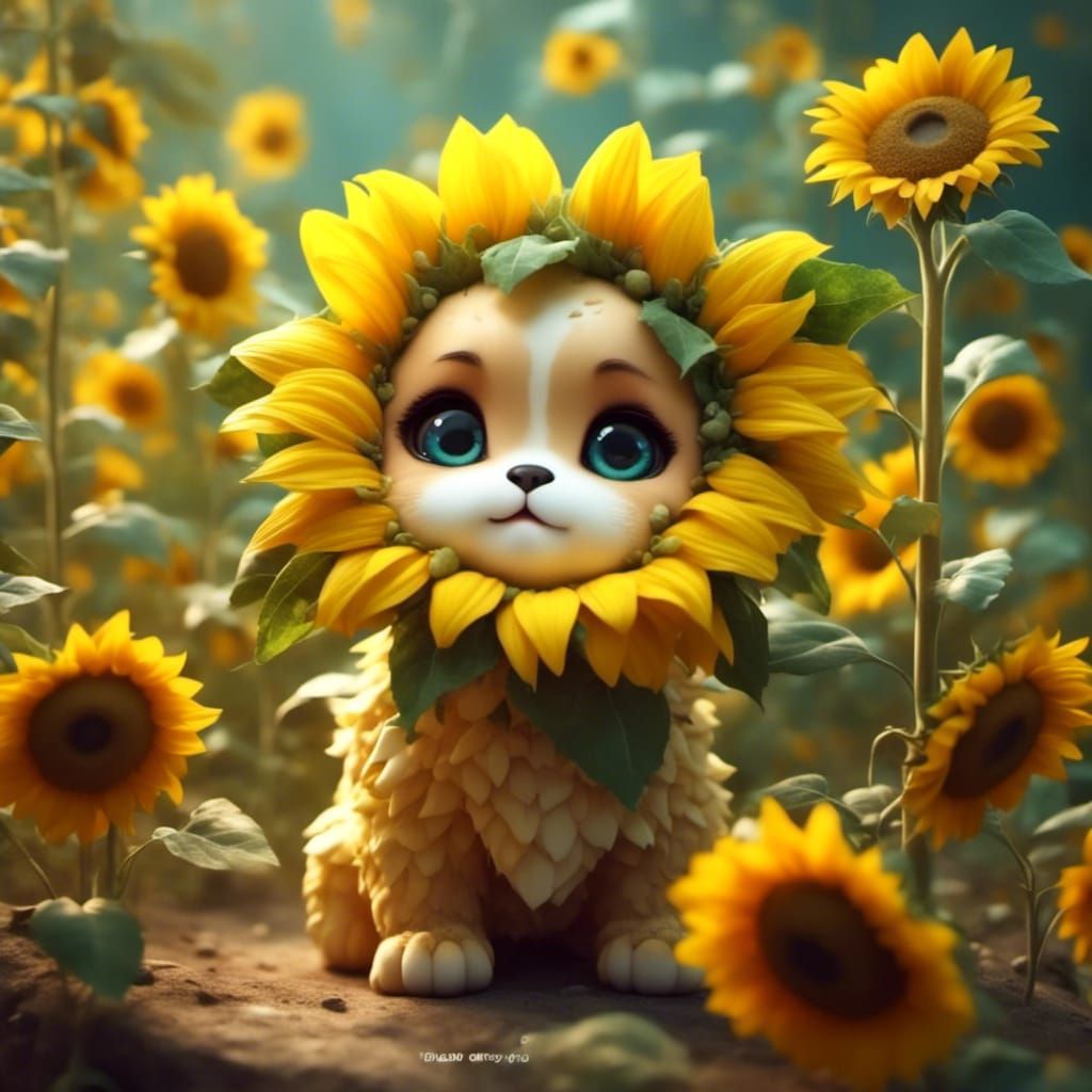 Adorable Chibi Sunflower Cub