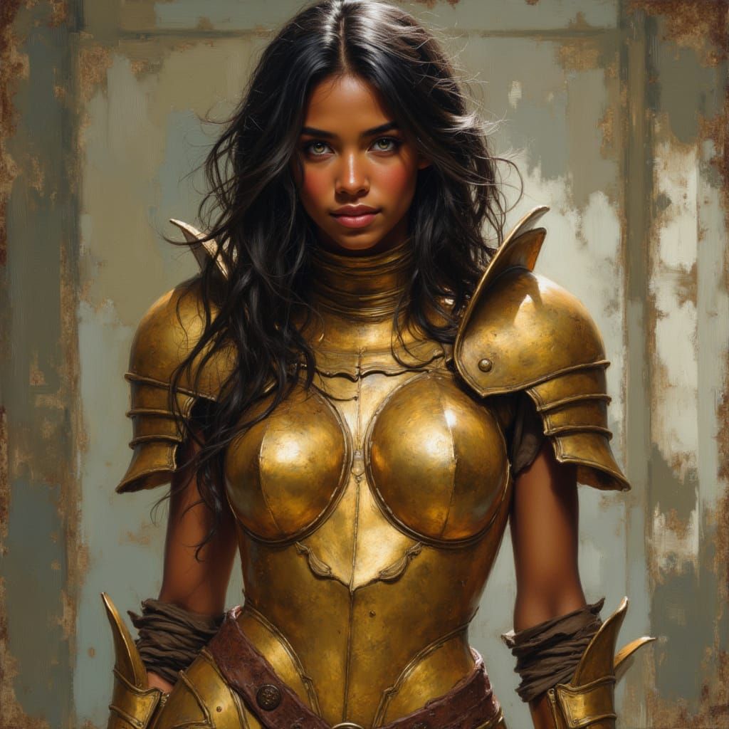 Kelly Rowland Warrior Angel in Gold Armor