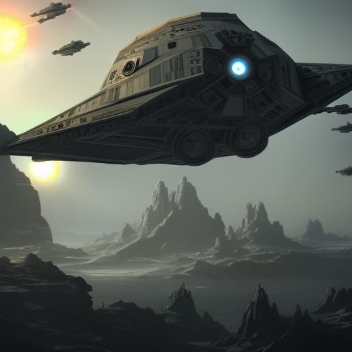Tie Fighter in Detailed Matte Painting