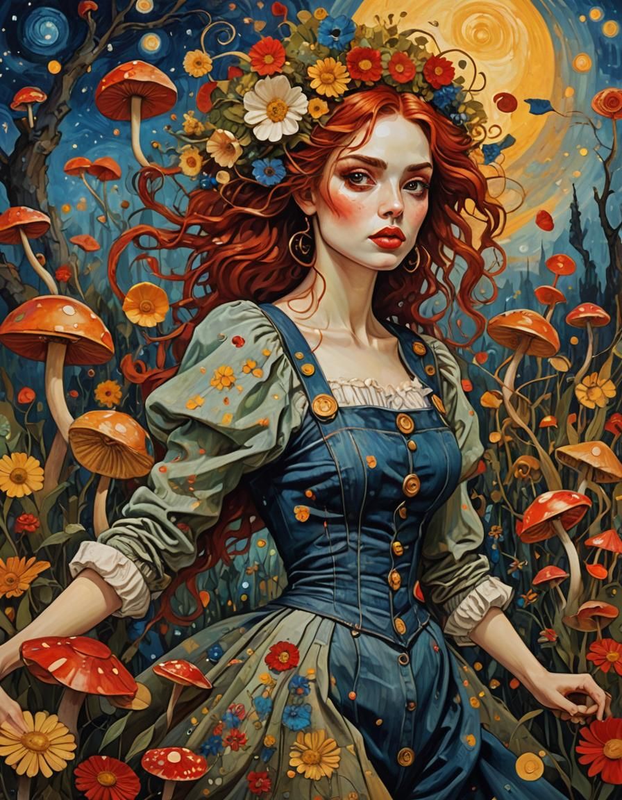 Dancing Woman in Tinguely and van Gogh Style