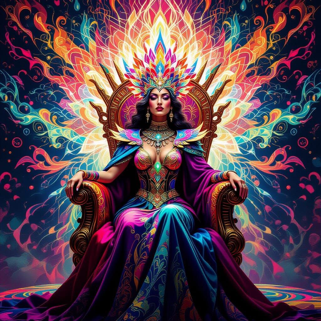 Majestic Queen with Psychedelic Light Crown