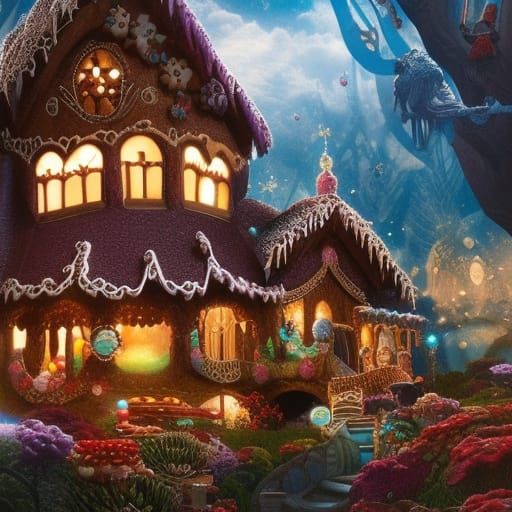 Gingerbread House in Wonderland: Digital Matte Painting