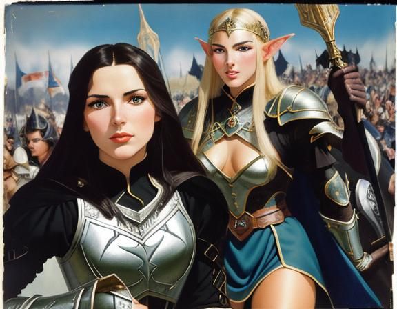 Armored Elf Paladin in Ligne Claire Style