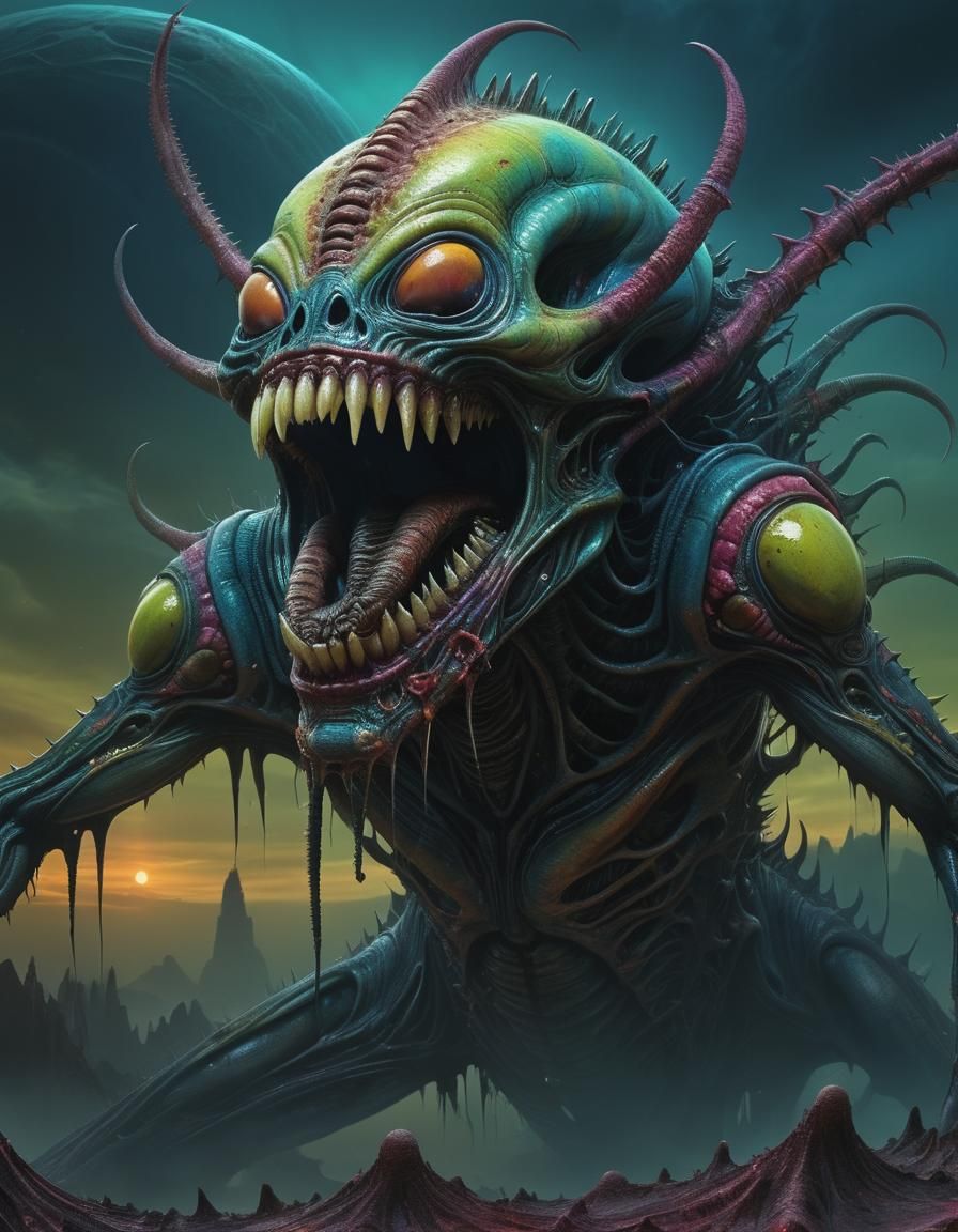 Menacing Alien Portrait in Surreal Digital Art