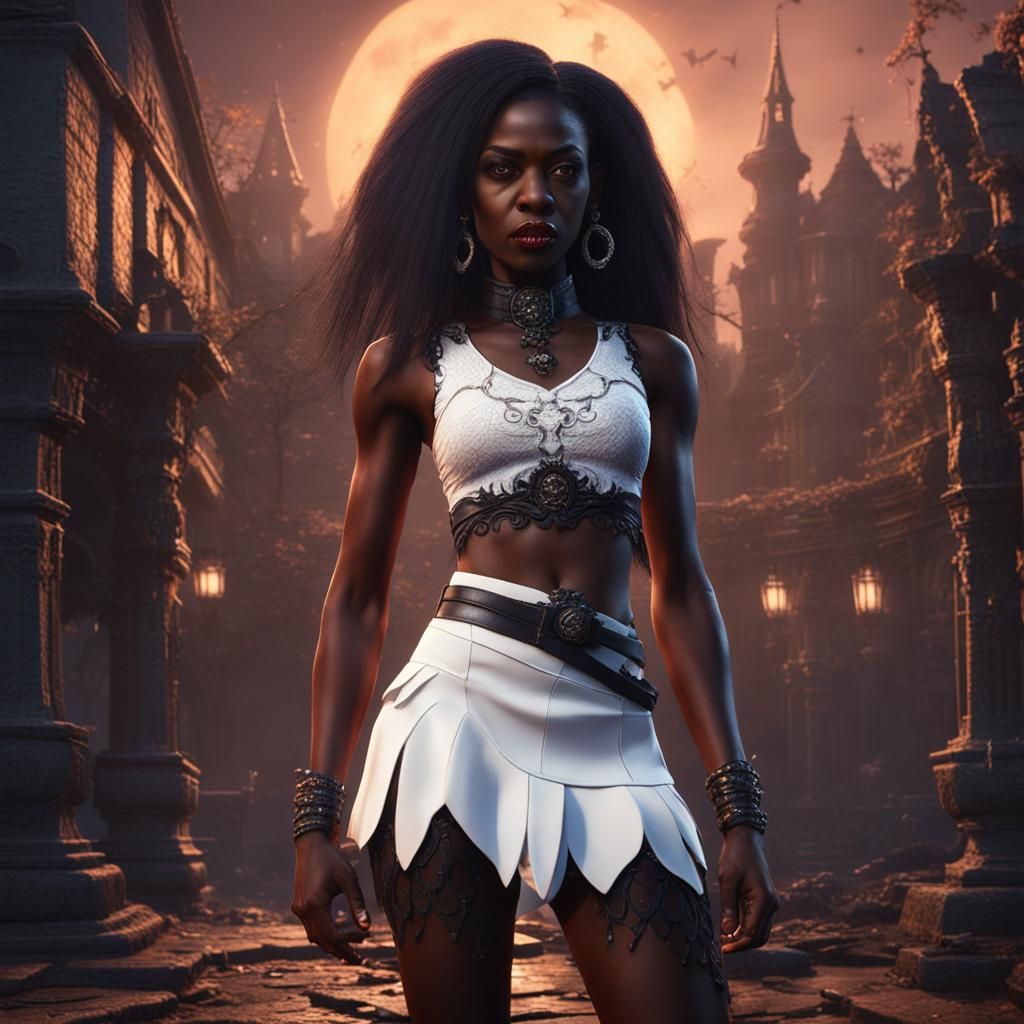 Detailed Matte Painting of a Vampire in White