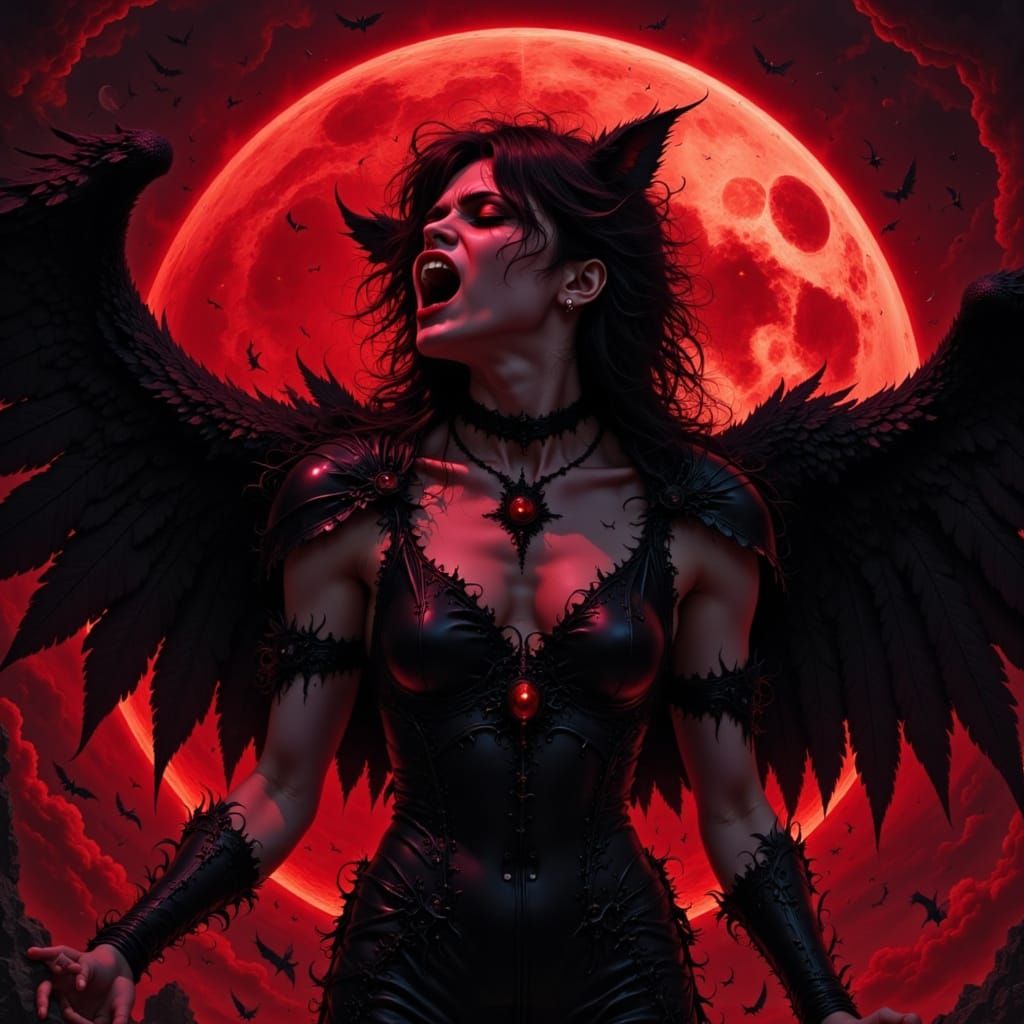 Gothic Horror Werewolf Transformation Under Full Moon