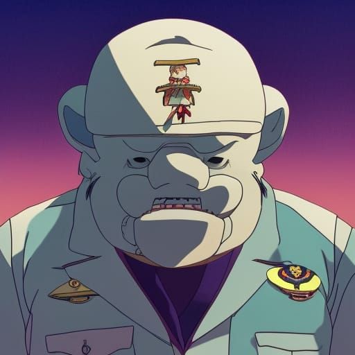 Pig Admiral in Anime Style