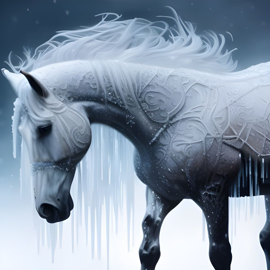 Intricate Ice Horse Portrait in Fantasy Art Style