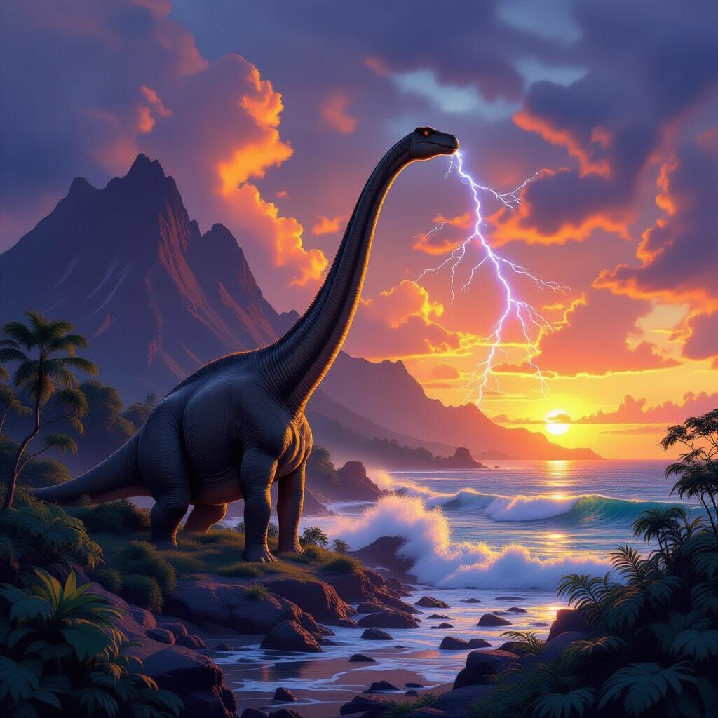 Brachiosaurus in Jurassic Forest: Photorealistic Rendering