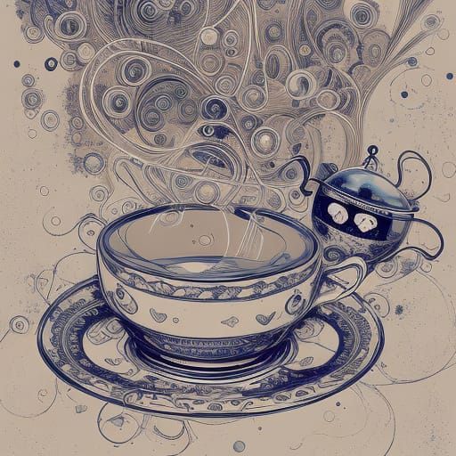 Talking Teacup and Teapot Digital Painting
