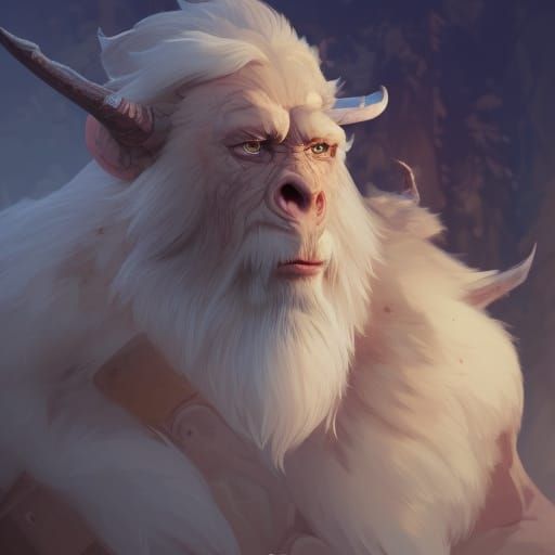 Ymir and Baby Yeti Portrait in Hyperdetailed Style