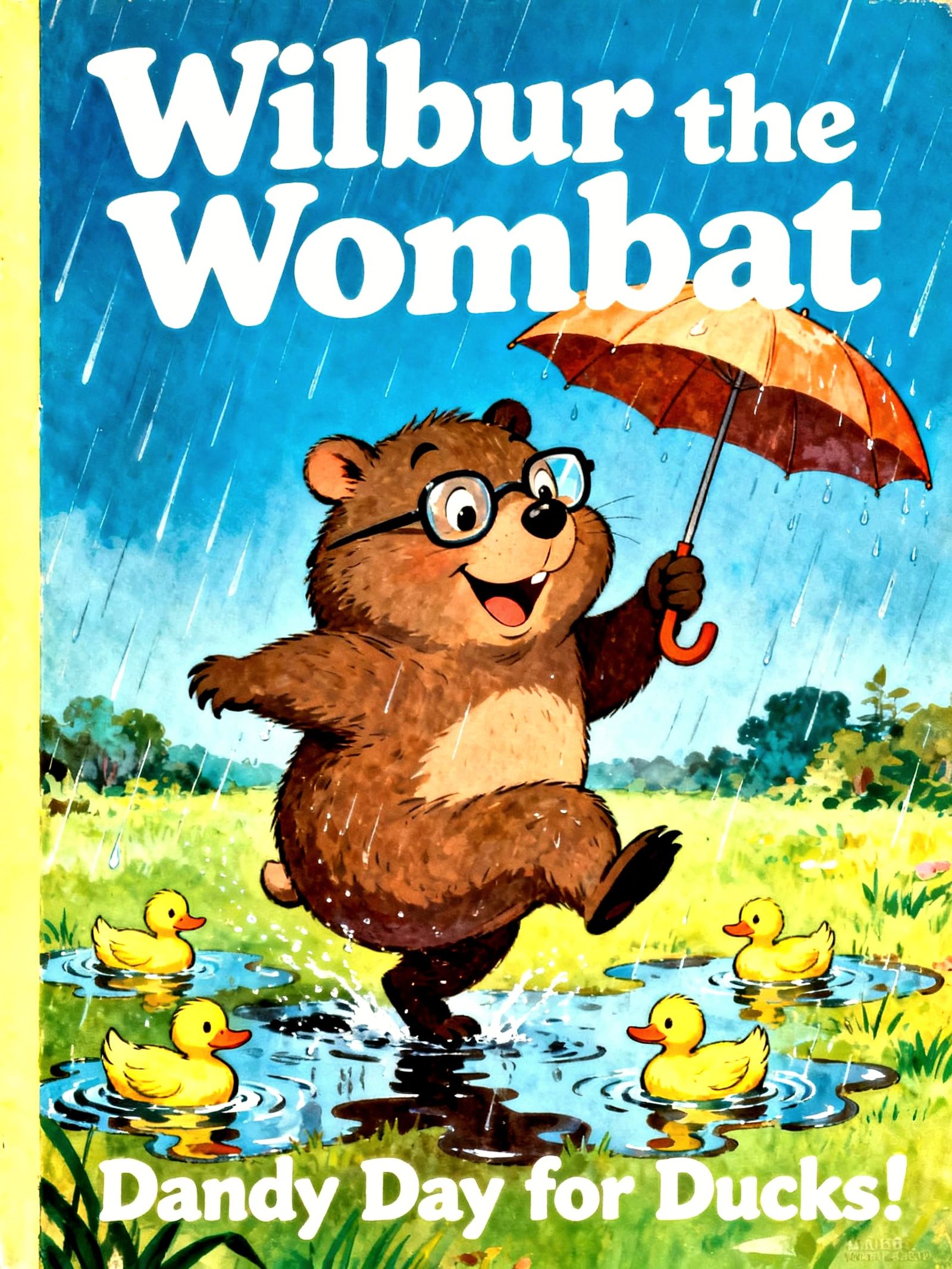 Wilbur the Wombat and Ducklings in 1960s Comic Style