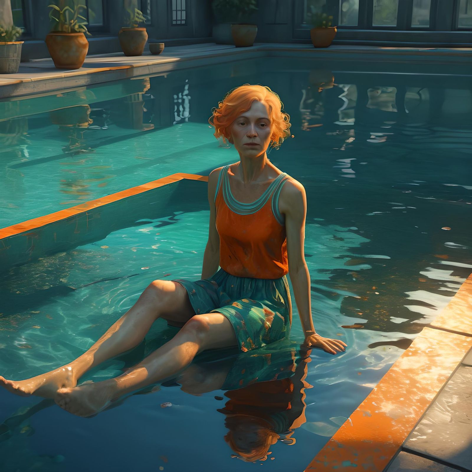 Reflective Portrait of Woman in Art Nouveau Style