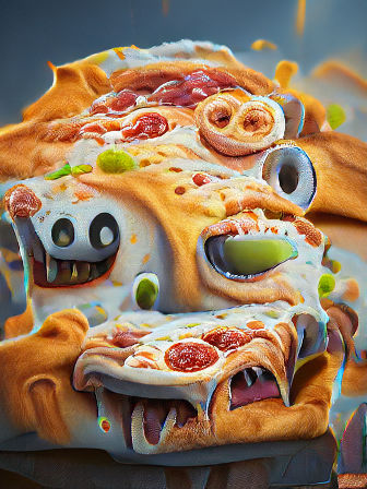Cartoon Pizza Monster Illustration