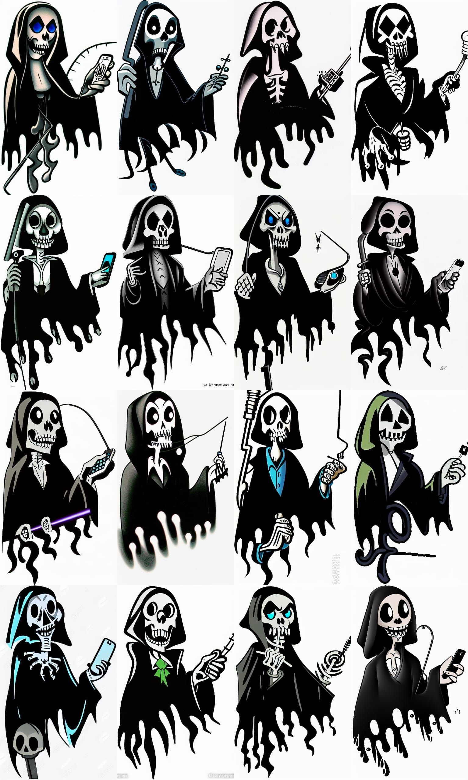 Grim Reaper Skull Tattoo in Max Fleischer Style