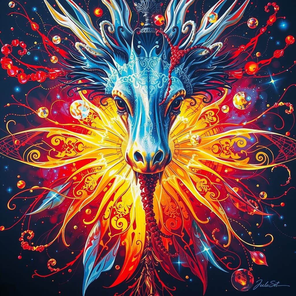 Fractal Art Nouveau with Gold and Silver Details