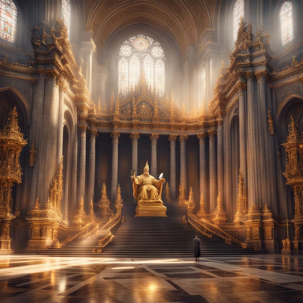 Grand Church Interior with Golden Details