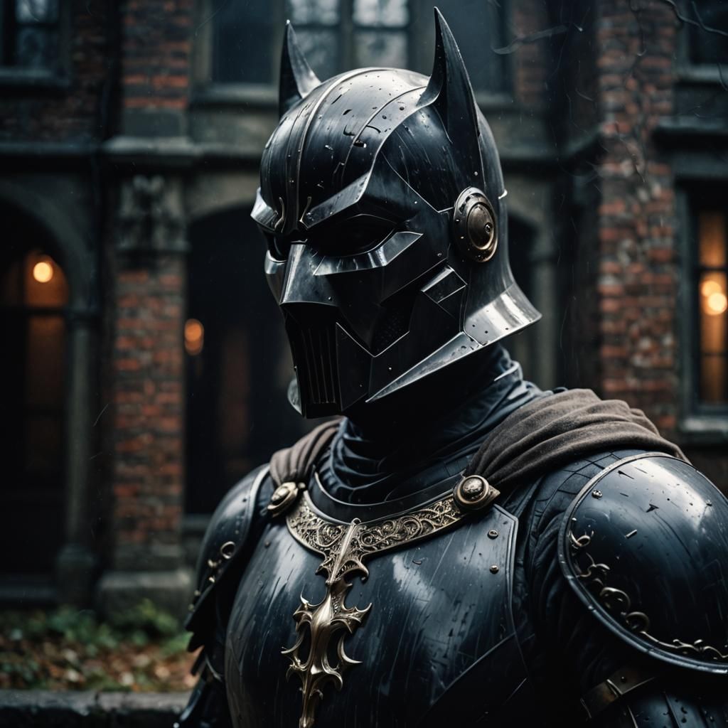 Mysterious Translucent Knight in Dark Vintage Photo