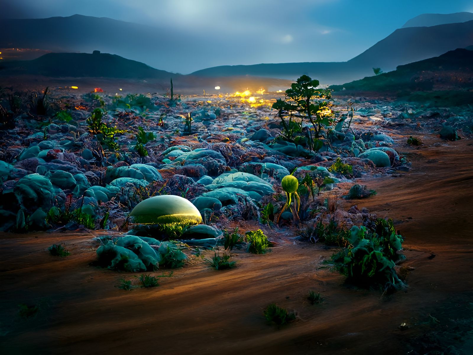 Alien Shrubland Landscape Photography in 8K