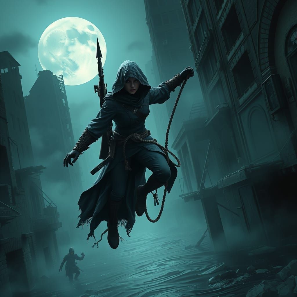 Gritty Assassin Leaps Through Drowned City in 8K