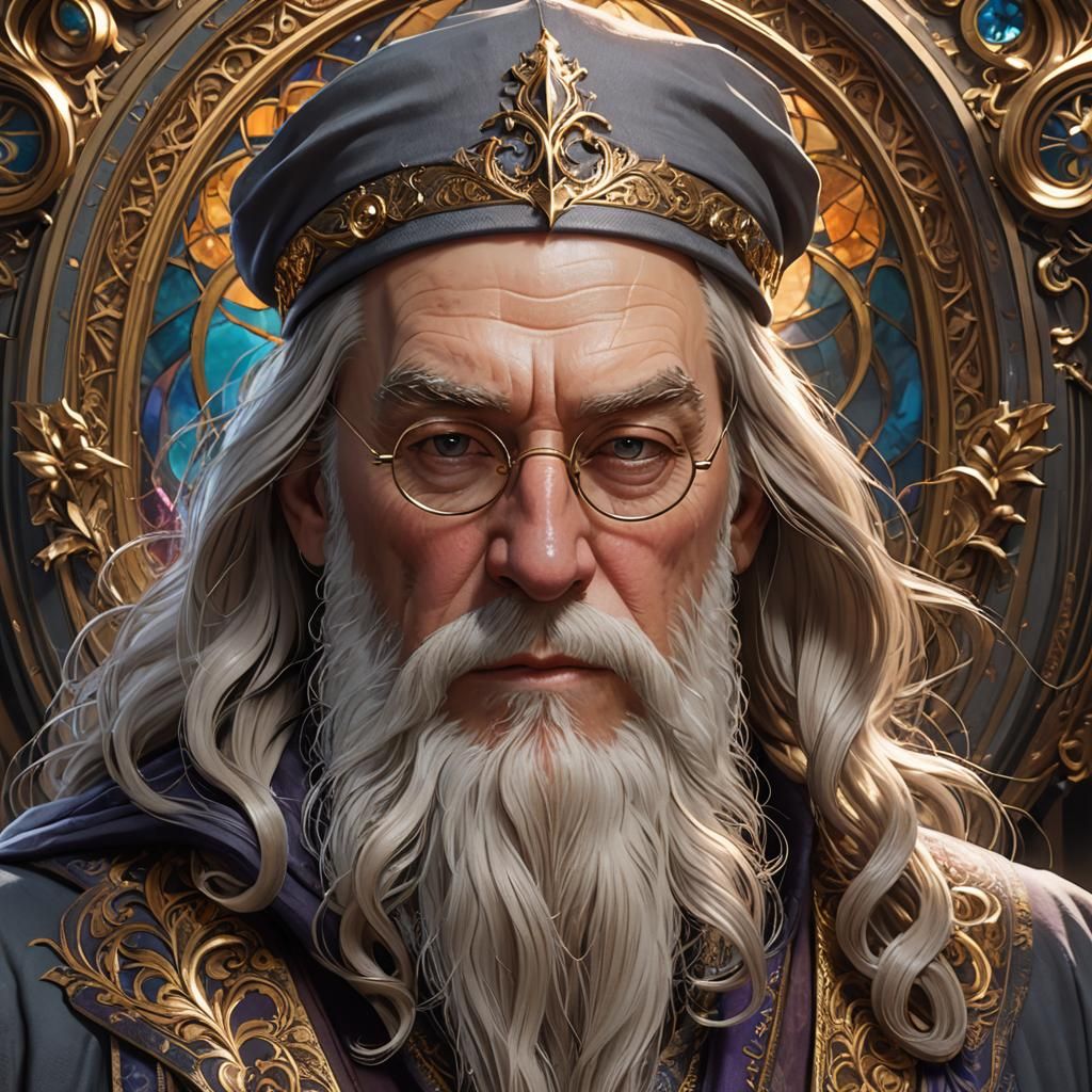 Albus Dumbledore Portrait in Hyperdetailed Style
