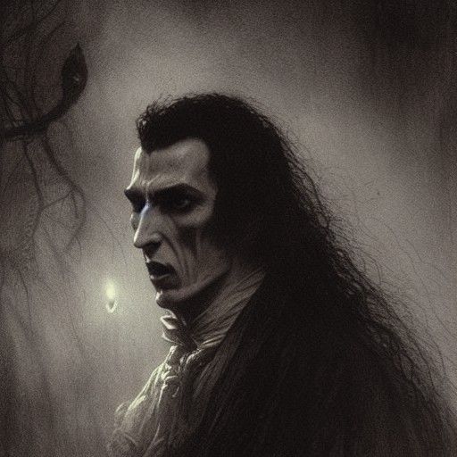 Dracula in a Dark Engraving Style