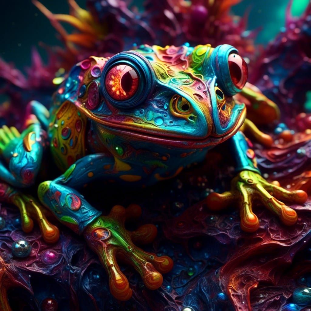 Photorealistic Treefrog in Dark Fantasy Style
