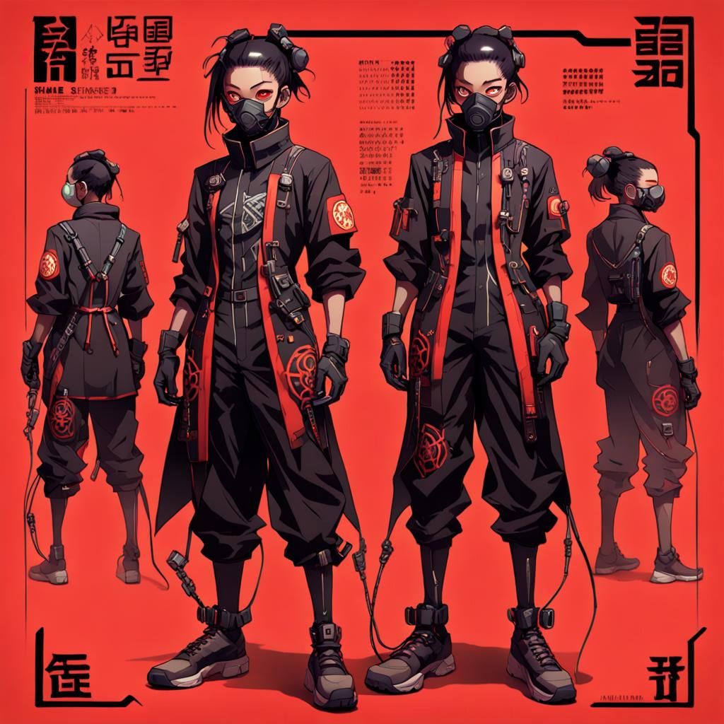 Cyberpunk Teen Character with Spider Legs in Anime Style