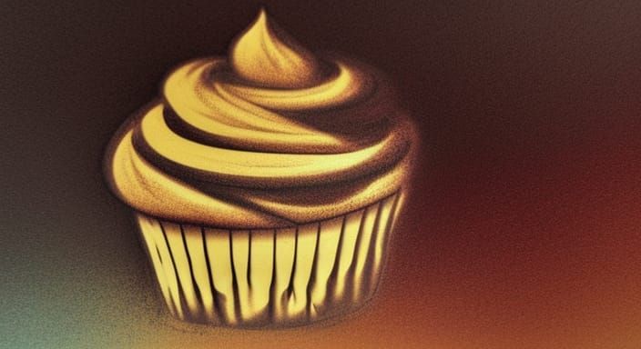 Hyperrealistic Cupcake in Sepia Tones