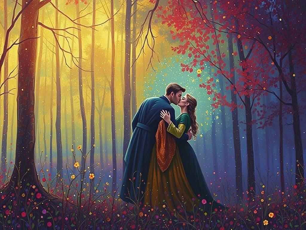 Magical Forest Lights at Dawn: A Warm Embrace