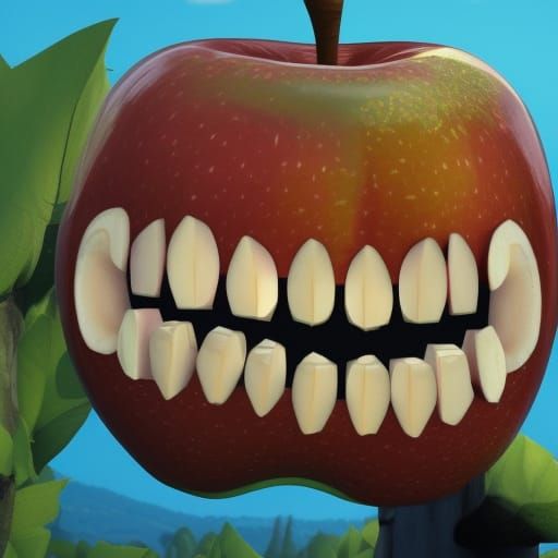 Apple with Big Teeth: A Surreal Still Life