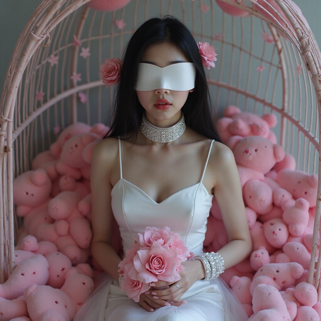 Sci-Fi Bride in Birdcage with Dreamy Lighting