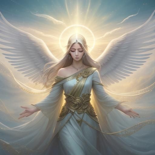 Radiant Haloed Figure in Ethereal Concept Art