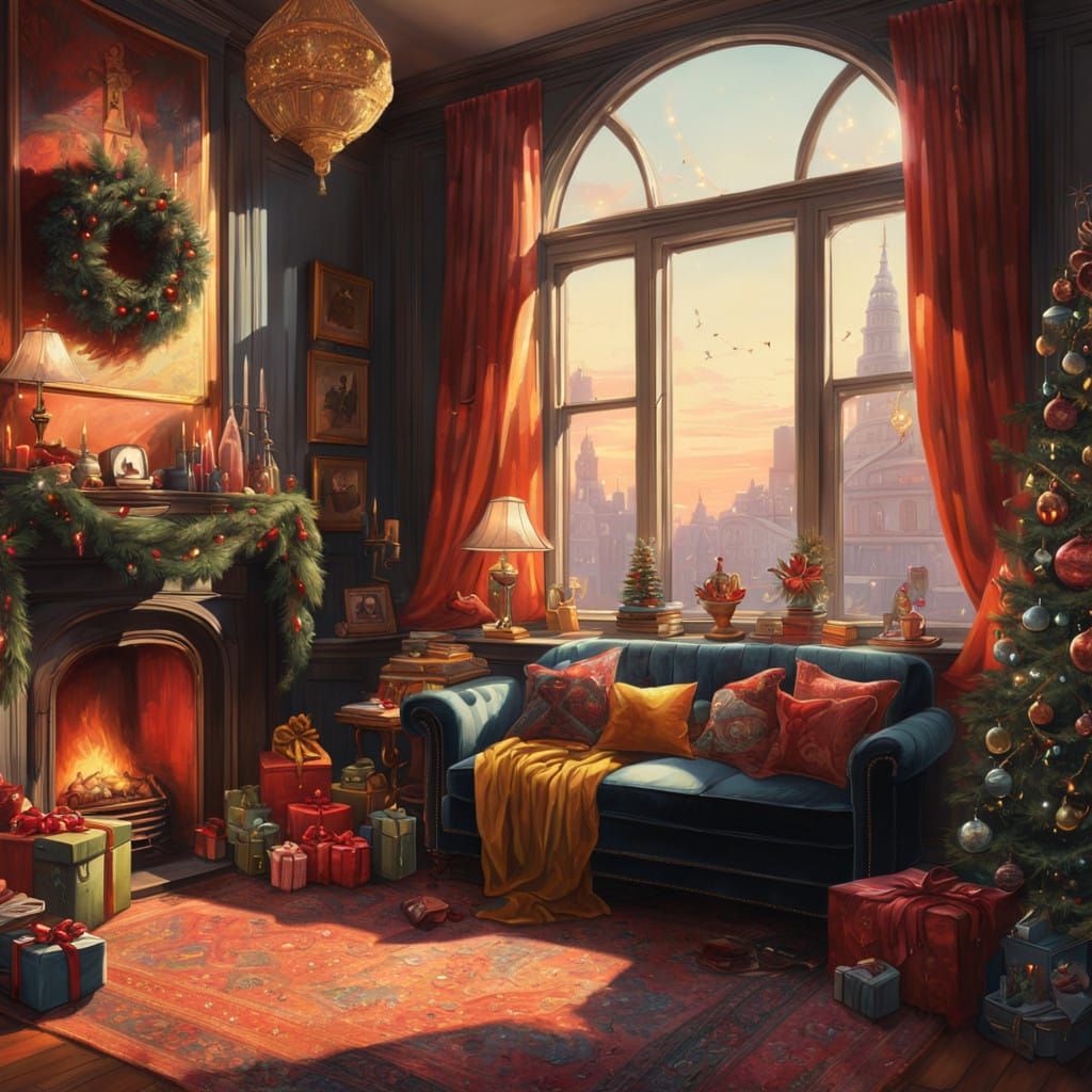 Golden Christmas Morning Opulence