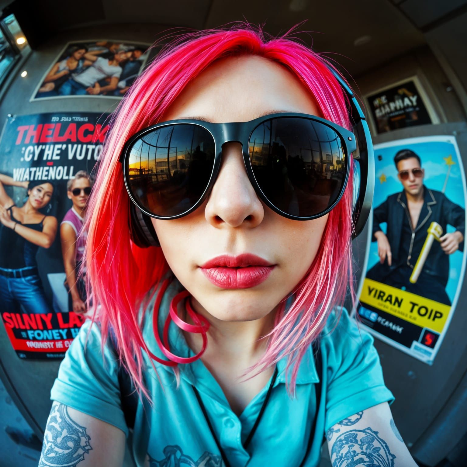 Woman with Colored Hair Listening to Music
