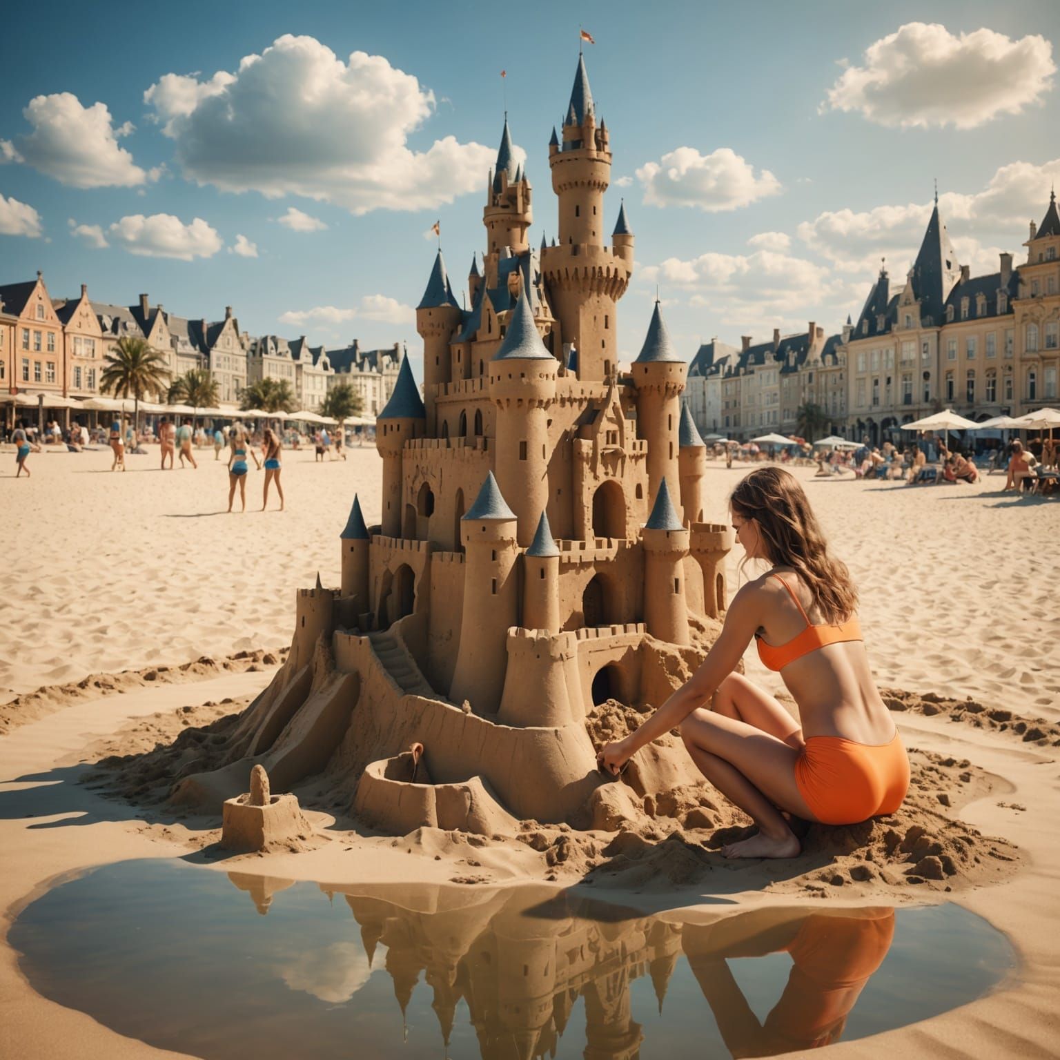 Recursive Sandcastle Dreamscape in Photorealistic Style