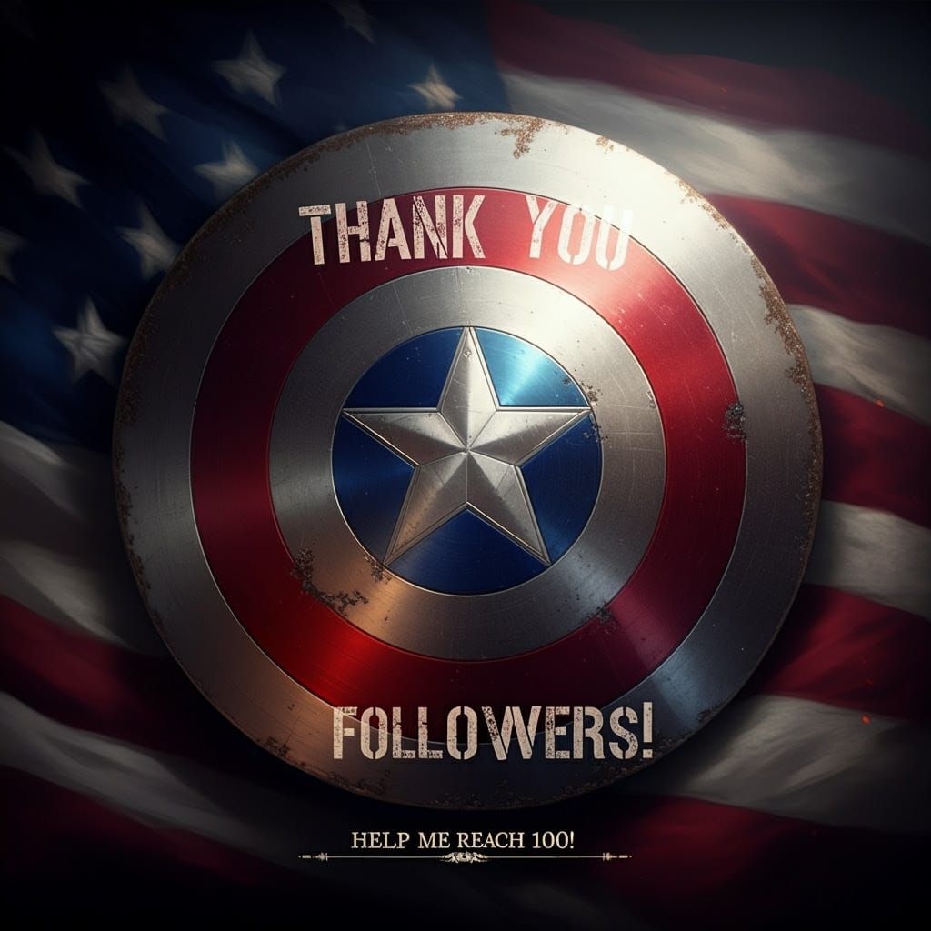 Captain America's Weathered Shield in Vibrant Metallic Textu...