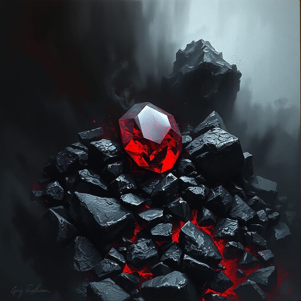 Glistening Ruby in Coal Pile, Sinister Art