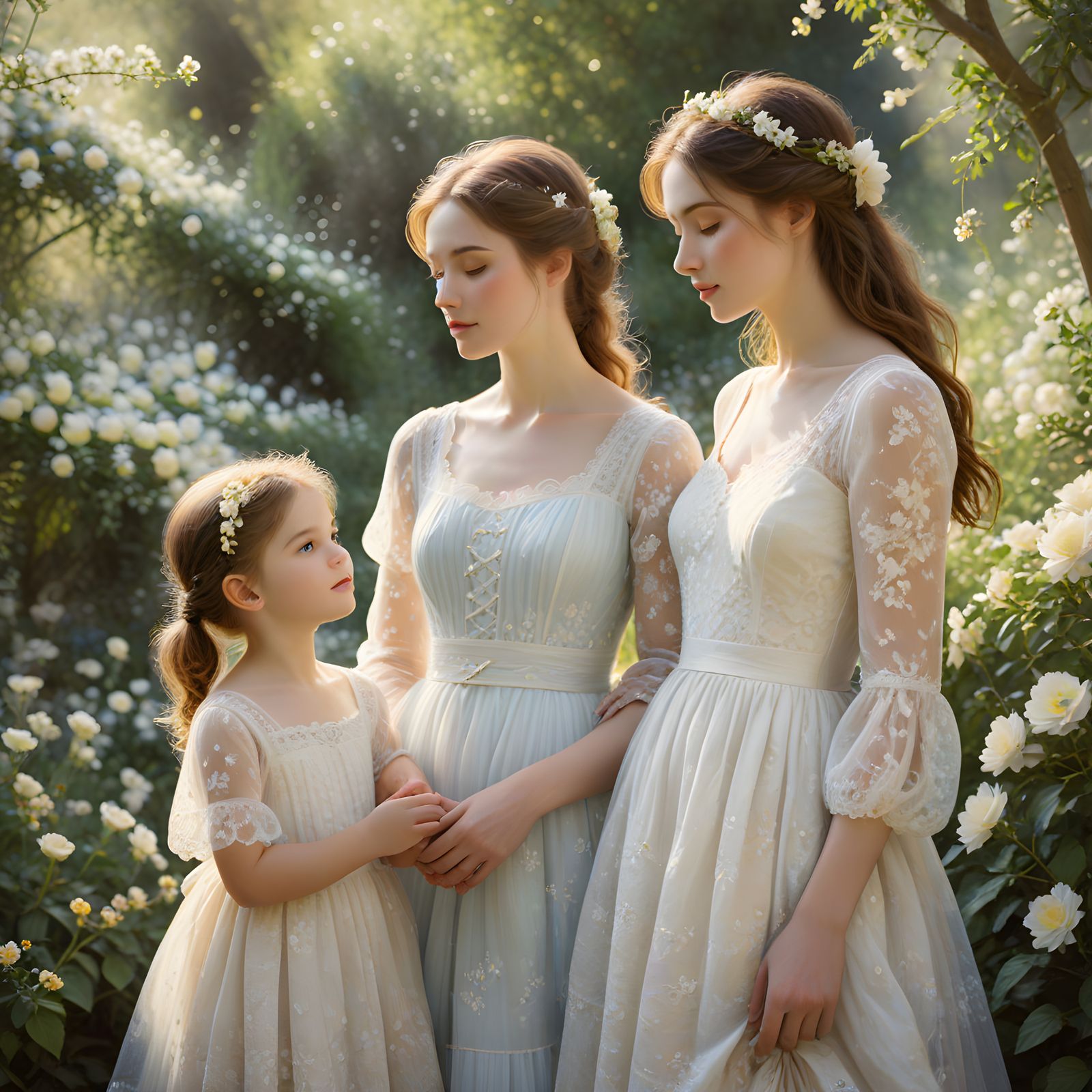 Family in Floral Wedding Attire