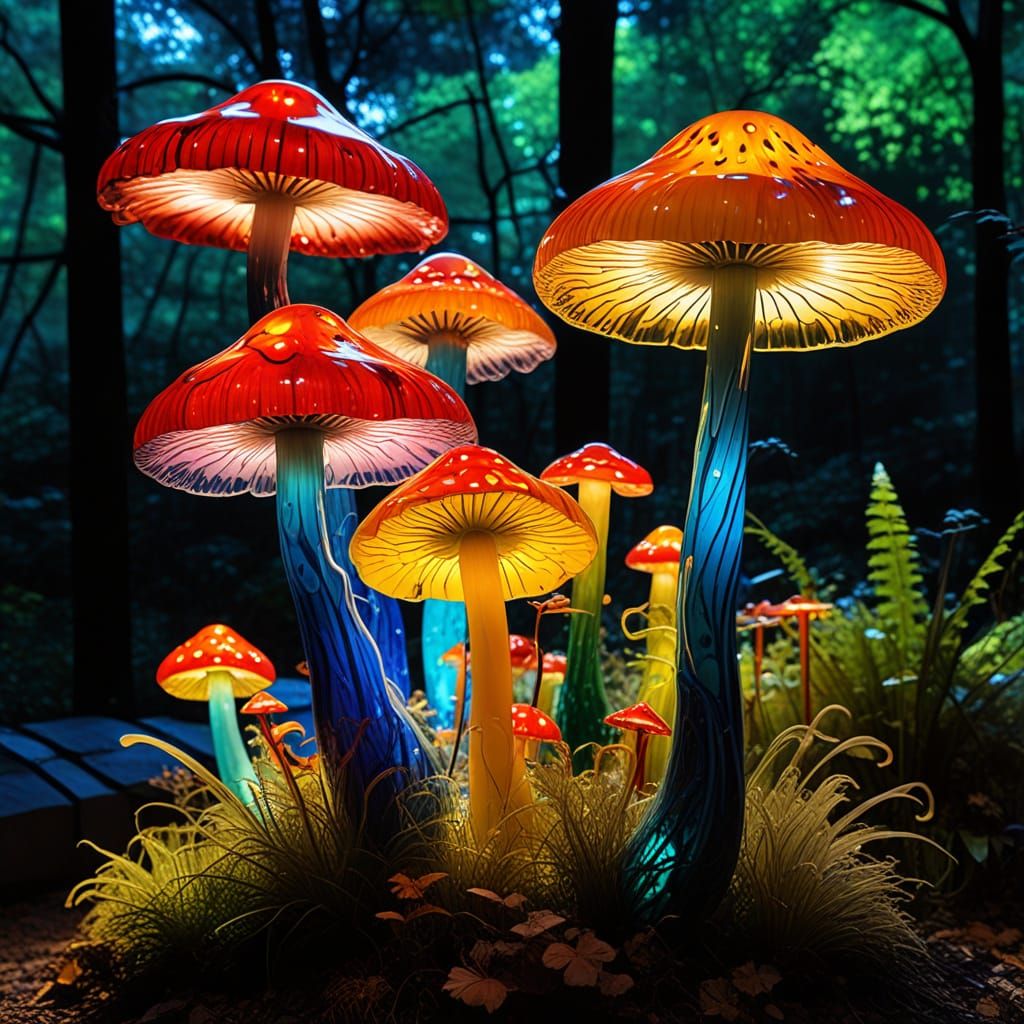 Vibrant Glass Mushrooms Inspired by Dale Chihuly