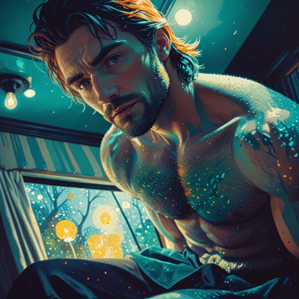 Masculine Nightmare Bathed in Firefly Light