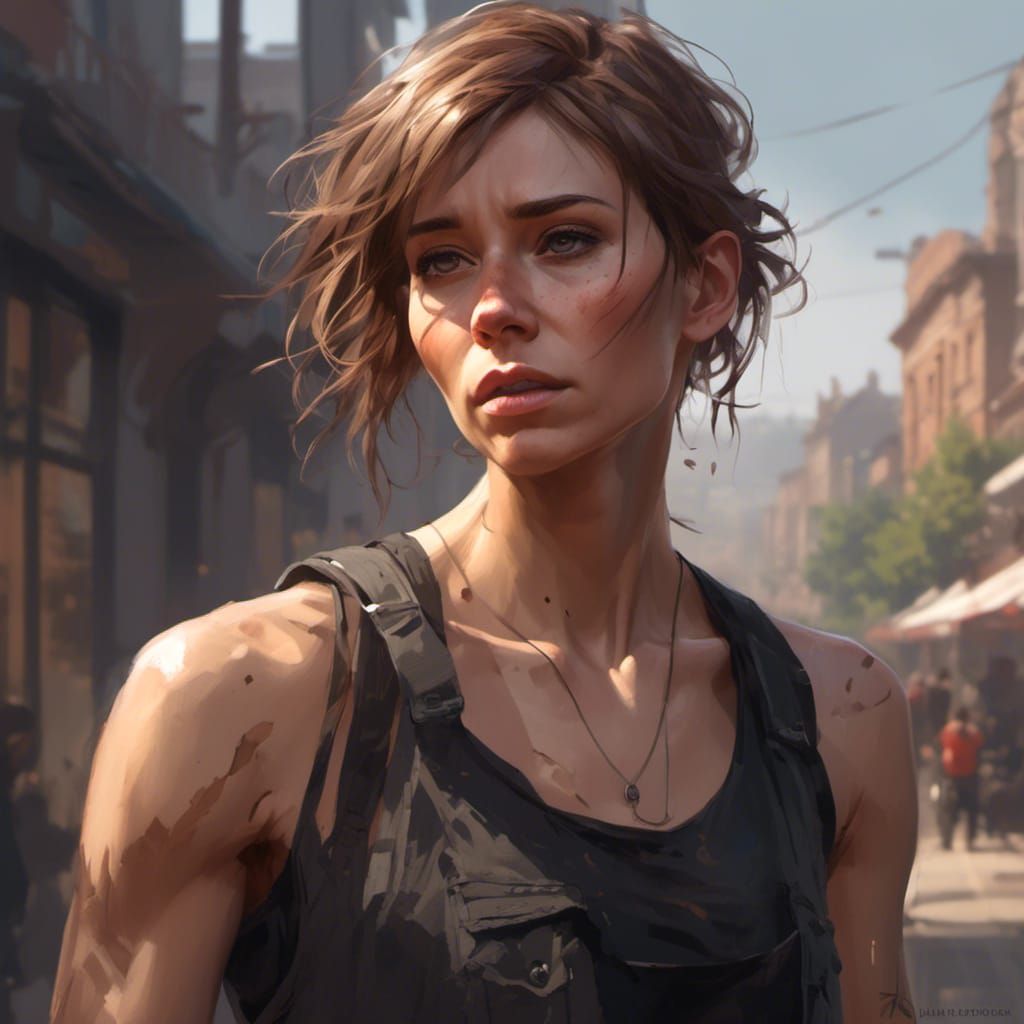 Sad Portrait with Scar in Hyperdetailed Style