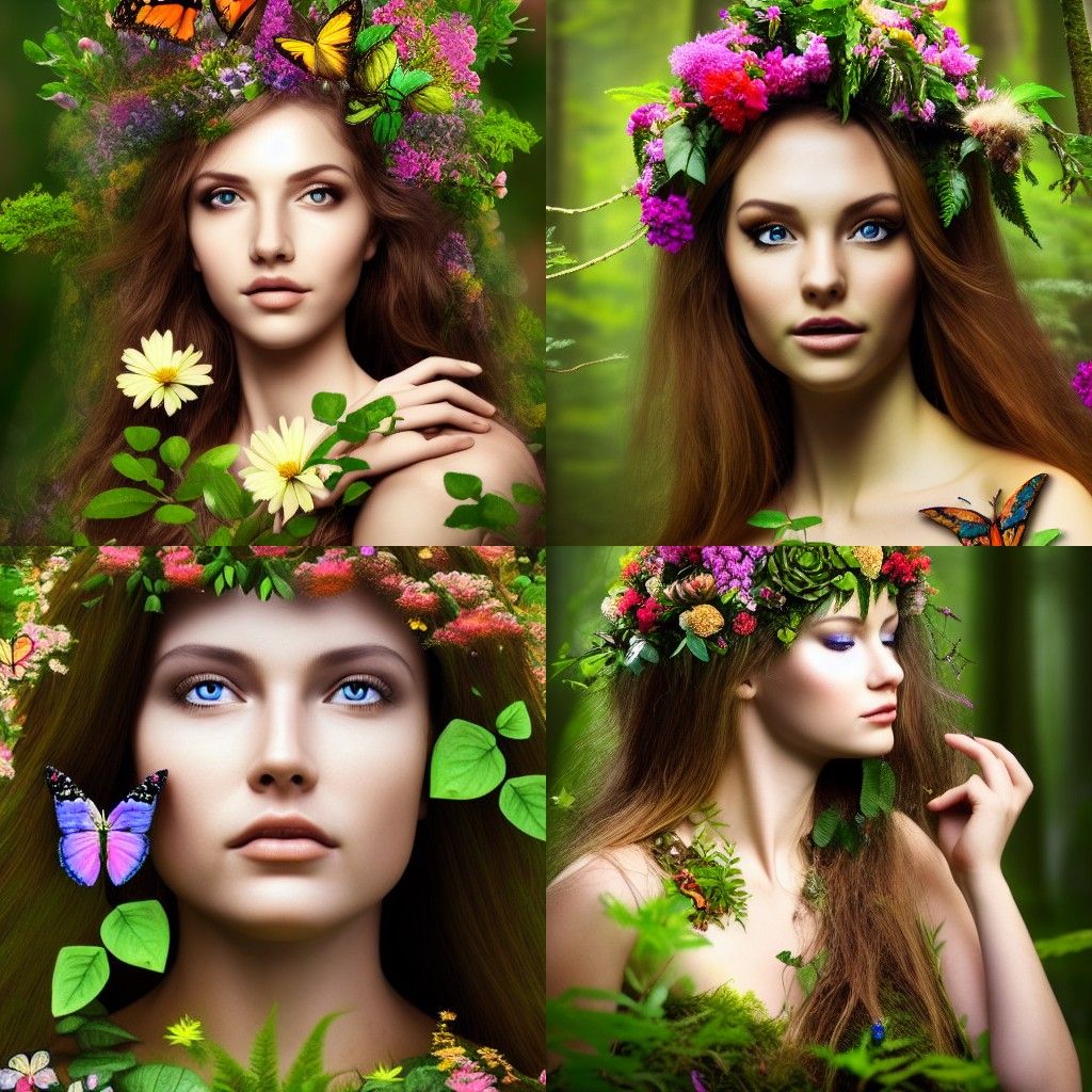 Gorgeous Forest Goddess Portrait in Golden Light