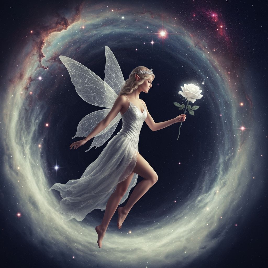 Fairy Princess by Moonlit Lake, Fantasy Illustration