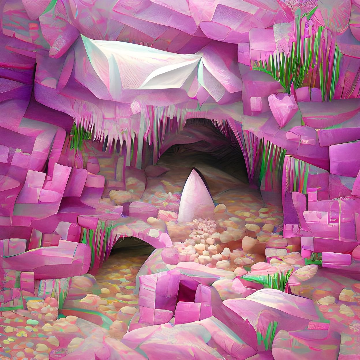 Iridescent Pink Crystal Cave Painting
